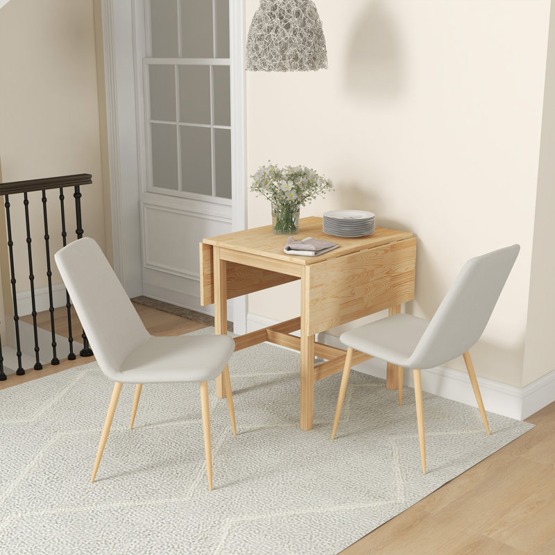 Foldable Dining Table, Drop Leaf Table with Solid Wood Frame