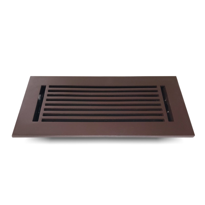 Couvercle de ventilation de registre de plancher en aluminium Elegance, Brun, H 4 po x l 10 po