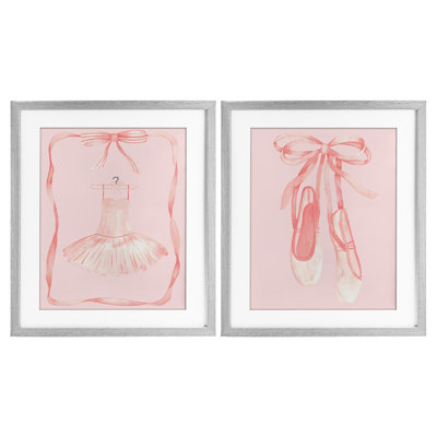 Ensemble de 2 pièces de robe et de pantoufles pastel ballerine encadrée sous verre, design par Nina Jacobs