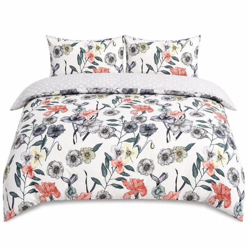 Complete Bedding Set Bliss Pink Floral Duvet Cover, Matching Fitted Sheet & Pillowcases, Super King