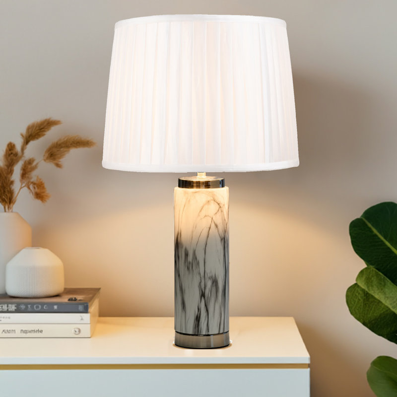 Alisander MARBLE EFFECT 56cm Table Lamp, SIlver