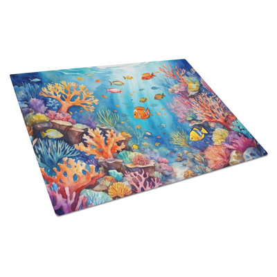Coral and Fish Glass Cutting Board
