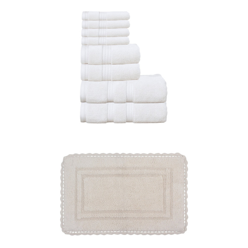 Ensemble de serviettes de bain 100% coton 2 pièces Colson et 1 tapis de bain 17 x 24 po Colson (ensemble de 3), lin, Lin