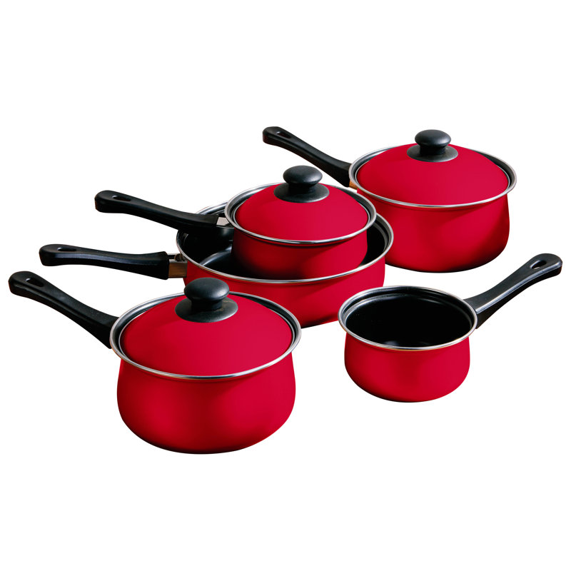5 - Piece Non-Stick Carbon Steel Cookware Set, Red