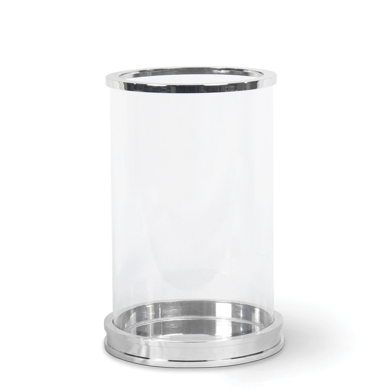 Polished Nickel Glass Hurricane Candle Lantern