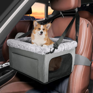 Siège d'appoint pour chien de luxe avec structure en métal robuste et laisse de sécurité pour les petits animaux de compagnie pesant jusqu'à 20 lb - Siège d'auto portatif pour chiot avec coussin épais et poches de rangement pour petits chiens
