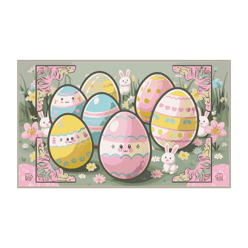 East Urban Home Washable Easter Spring Holiday Rug, Rectangle 5' x 7'