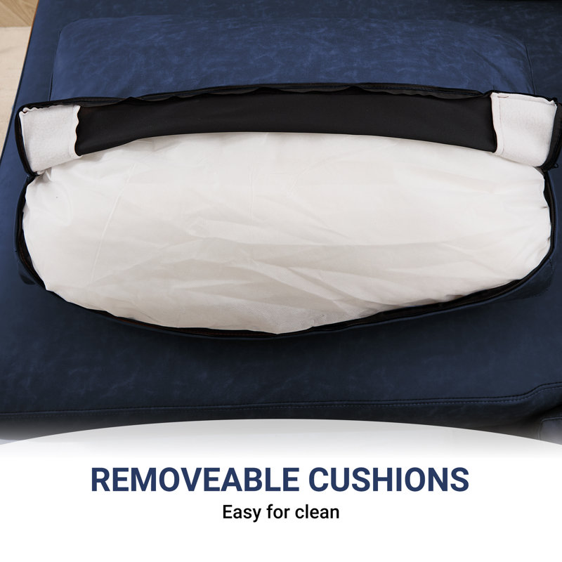 Causeuse rembourrée 60 po Mid Century, Royal Blue