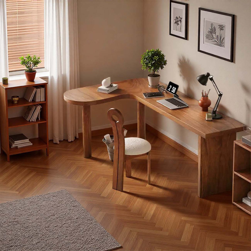 Bureau d'ordinateur de coin en L en bois massif fait maison, H 29,5 po x l 70,87 po x P 47,24 po