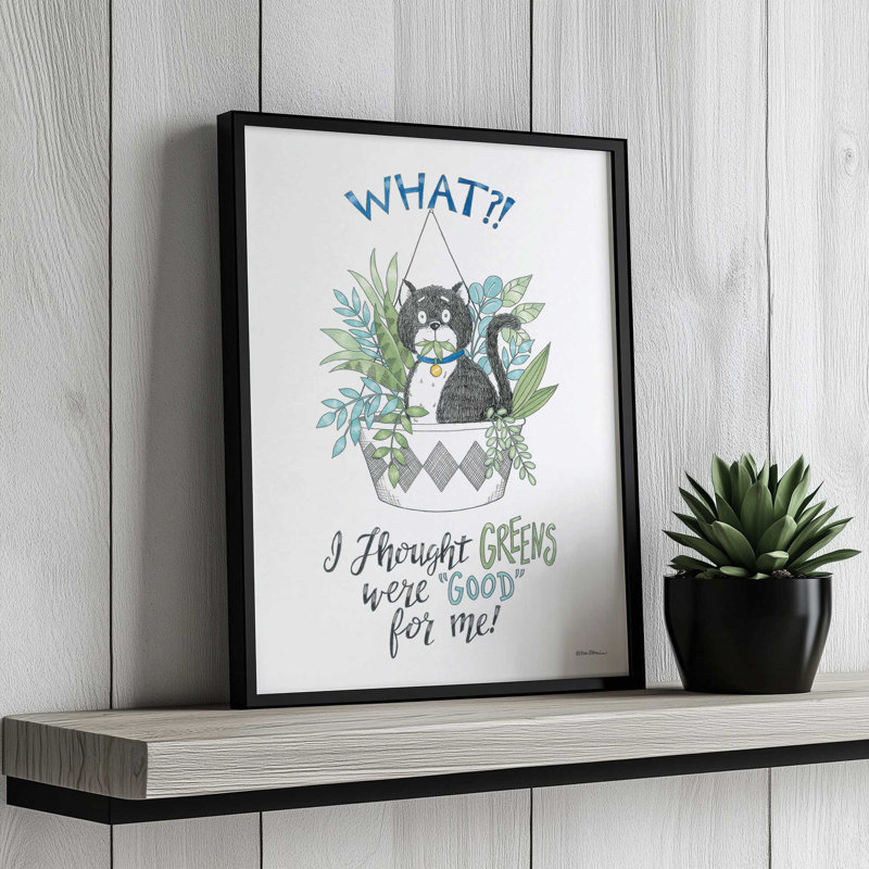 «I Thought Greens are Good for Me» par Deb Strain, reproduction d'art, Argent, L 18 po x H 24 po, Framed Print