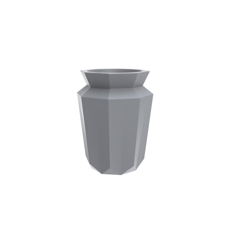 Origami - Hasu Planter, Gray, 9.75" H x 7.25" W x 7.25" D