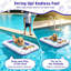 59 x 35 Inch Large Dog Inflatable Pool Float, Mesh PVC Pet Floating Bed with Built-in Storage for Toys & Food, Blue Bone Claw Design Float for Lake Camping