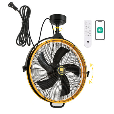 Ventilateur de plafond de garage 24,8 "pour l'extérieur / l'intérieur Orison avec lumière, rotation verticale manuelle