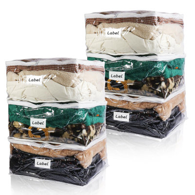 6 Pack Clear Storage Bags, Zipper Clothes Storage Bags, Clear