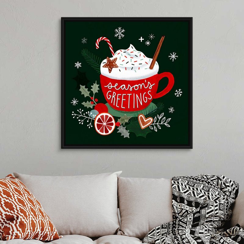 «Christmas Comforts I» par Victoria Borges - reproduction d'art textuel sur toile, H 38 po x l 38 po x P 1,75 po, Cadre noir