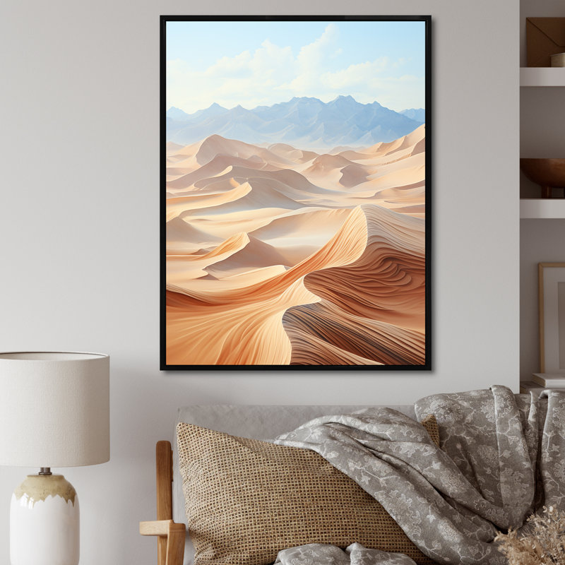«Desert Dreams Minimalisme Embrace I», reproduction sur toile, Cadre flottant noir, H 32 po x l 24 po x P 1 po