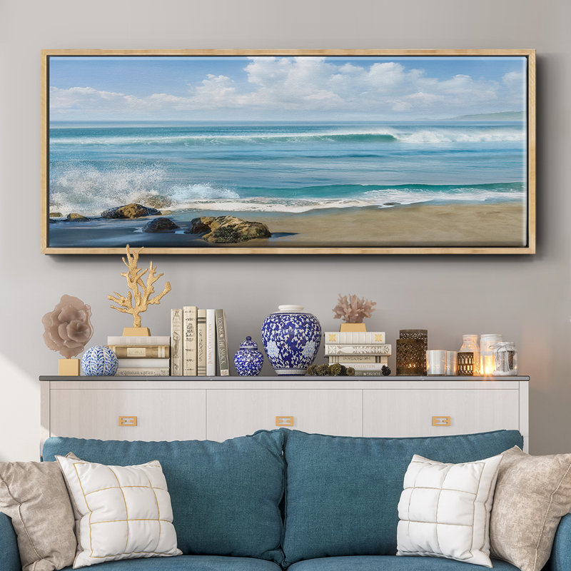 Sweeping Blue- Framed Canvas, 8" H x 20" W