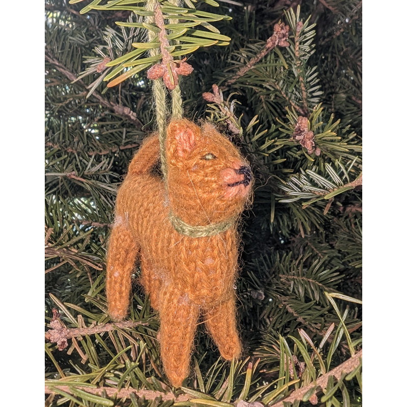 Ornement de Noël chat abyssinien tricoté à la main