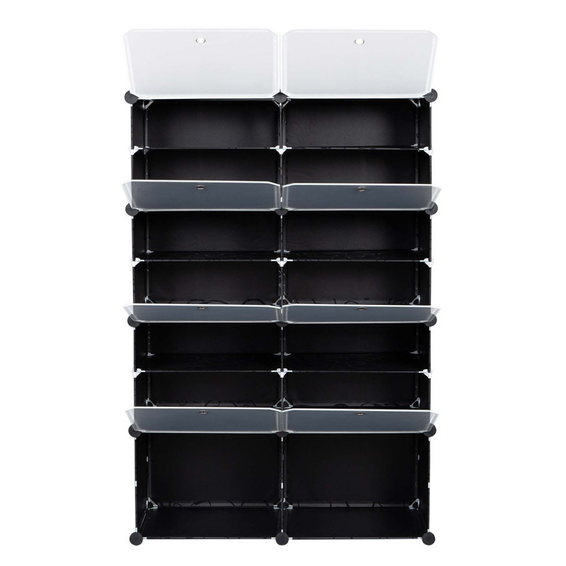 28 Pair Stackable Shoe Storage, Black