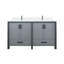 Ensemble de meuble-lavabo double avec comptoir en quartz blanc et robinet-77326977