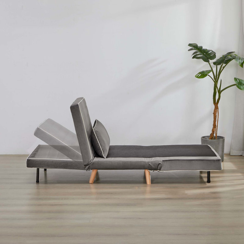 Fauteuil-lit en velours pliable avec passepoil - dossier réglable à 3 positions, se convertit en lit en 10 secondes, comprend un oreiller