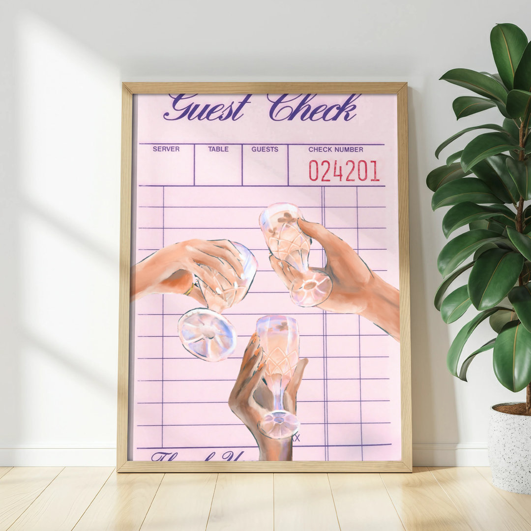 Guest Check Wall Art, Champagne Toast Poster, Aesthetic Room Decor, Unframed Art Print, Trendy Wall Decor, Bar Decor, Available in Sizes