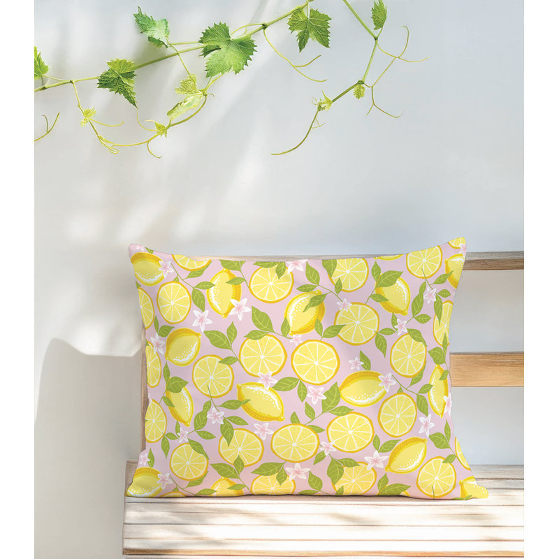 Coussin lombaire d'extérieur Lemons Coastal, Rose