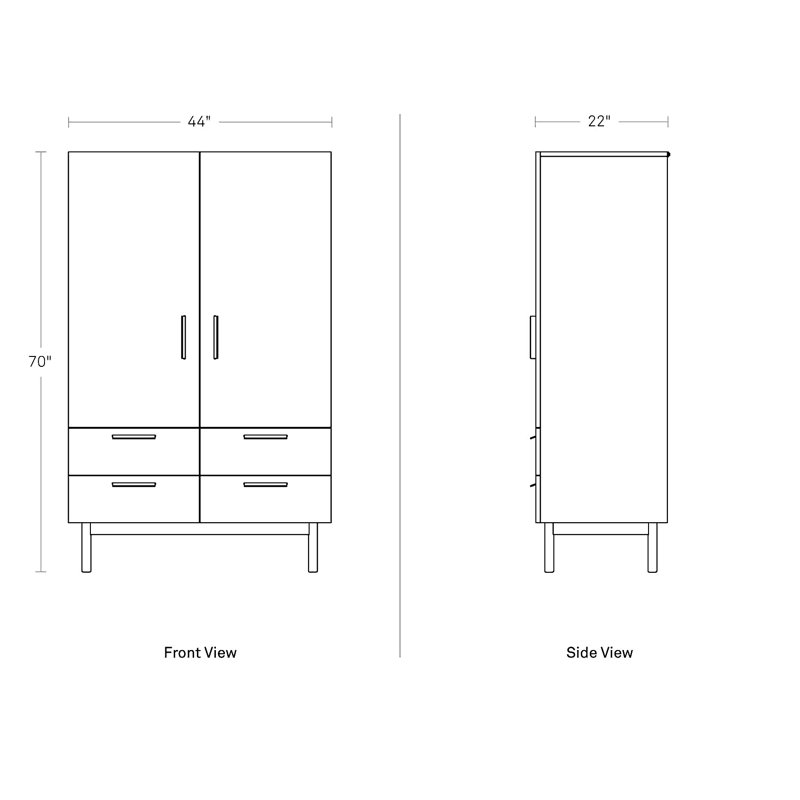 Shale 2 - Door Armoire, Walnut