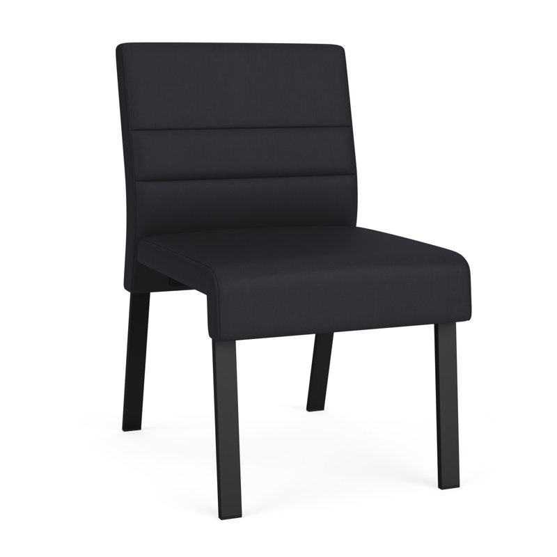 Chaise d'invité sans accoudoirs Waterfall, Noir, Vinyle noir Patriot Plus