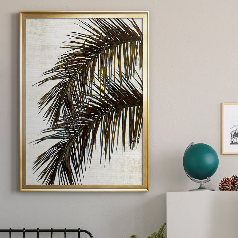 Palm II - peinture sur toile encadrée, Cadre doré, H 30,5 po x l 42,5 po x P 1,5 po