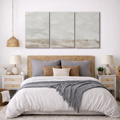 Minimal Landscape Muted Neutral Abstract Landscape Modern Organic Minimalist Framed Canvas 3 Pieces Print Wall Art