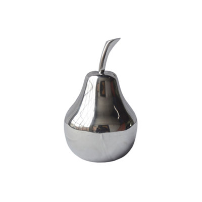 11" Silver Buffed Aluminum Decorative Pear Tabletop Sculpture