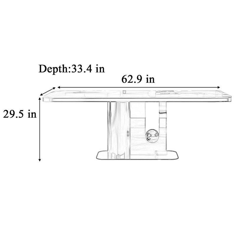 Table de salle à manger rectangulaire légère de luxe moderne, 29,5 x L 62,9 po x l 33,4 po, Noir, noir, noir, noir