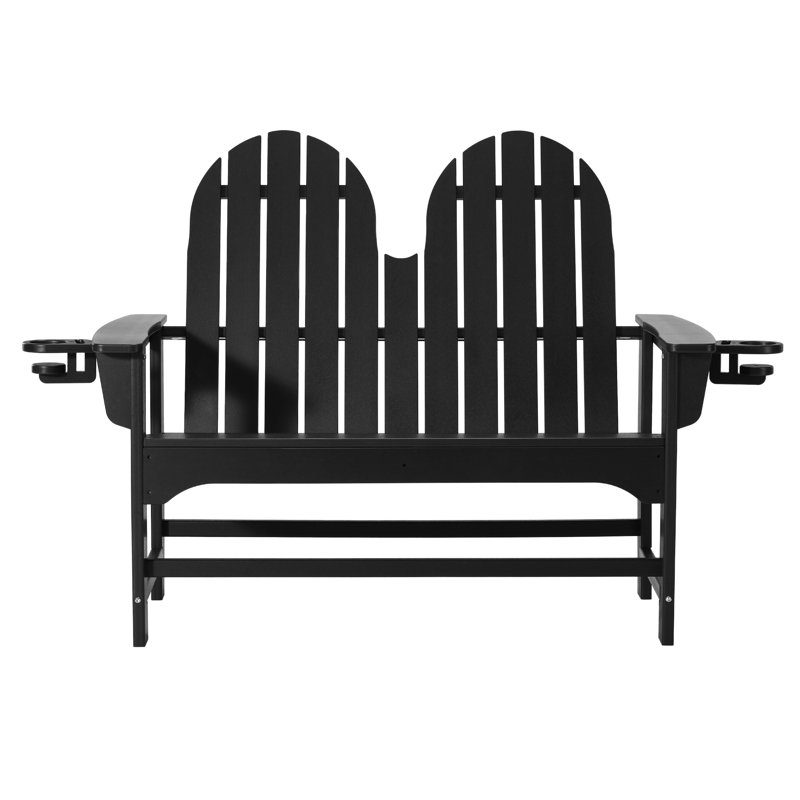 Poly Adirondack 49" Bench, Black