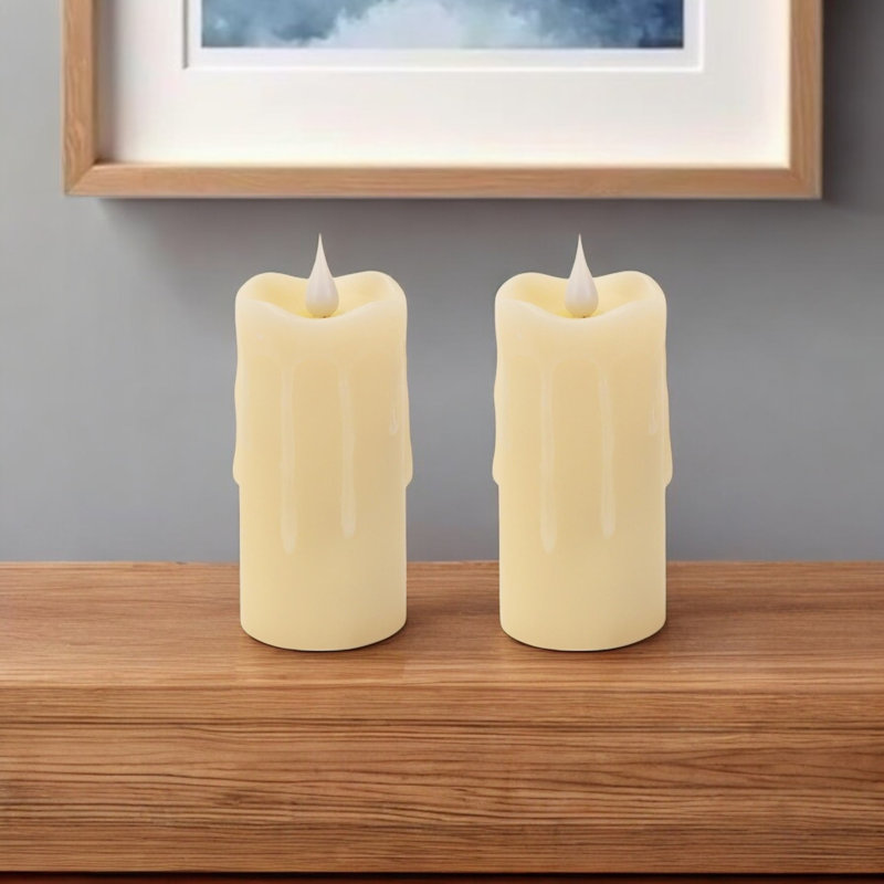 Ensemble de deux bougies votives sans flamme beige