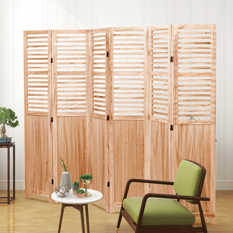 Cloison pliante en bois massif l 82,8 po x H 65 po H 6, cloison charnières de ton naturel, H, pour la maison