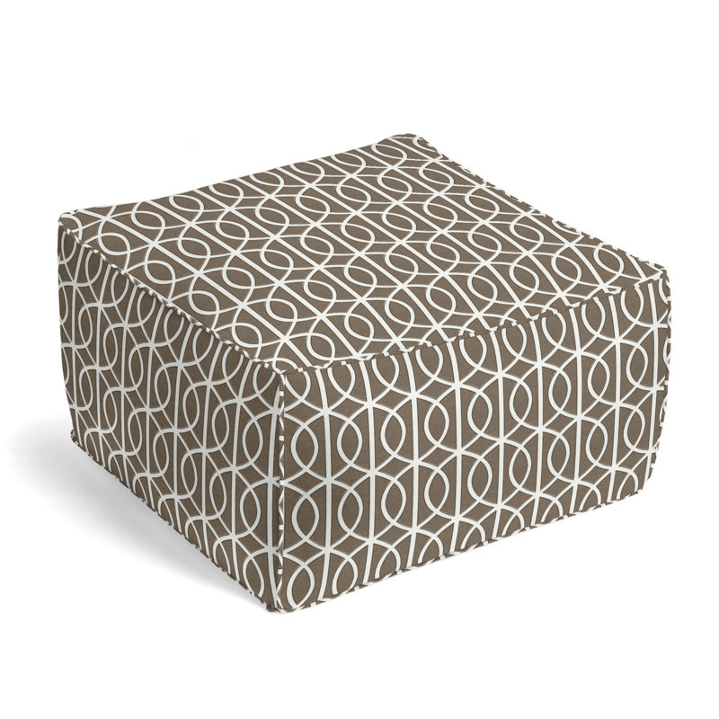 Upholstered Pouf, Brindle Linen Blend/Rayon/Viscose