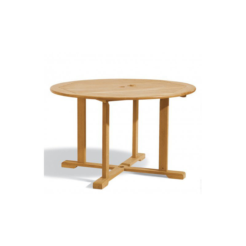 Outdoor Round Teak Dining Table, 47.25" L x 47.25" W, Natural Teak