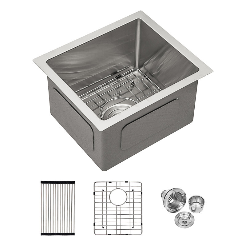 Évier de cuisine à simple cuve encastrable en acier inoxydable 13 po L
