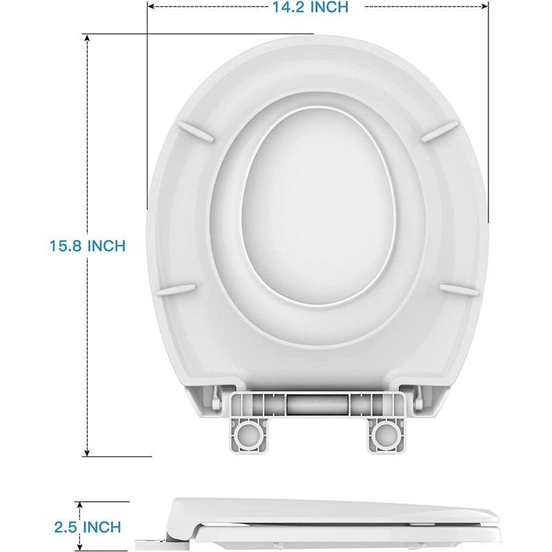 Toilet Seat with Built-in Potty Training Seat, 2 in 1 Toilet Seat for Toddlers & Adults, Soft-Close, Off-White
