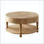 Table basse ronde avec rangement dissimulé et tablette ouverte
