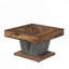 Table basse carrée en bois rustique moderne avec base Crisscross