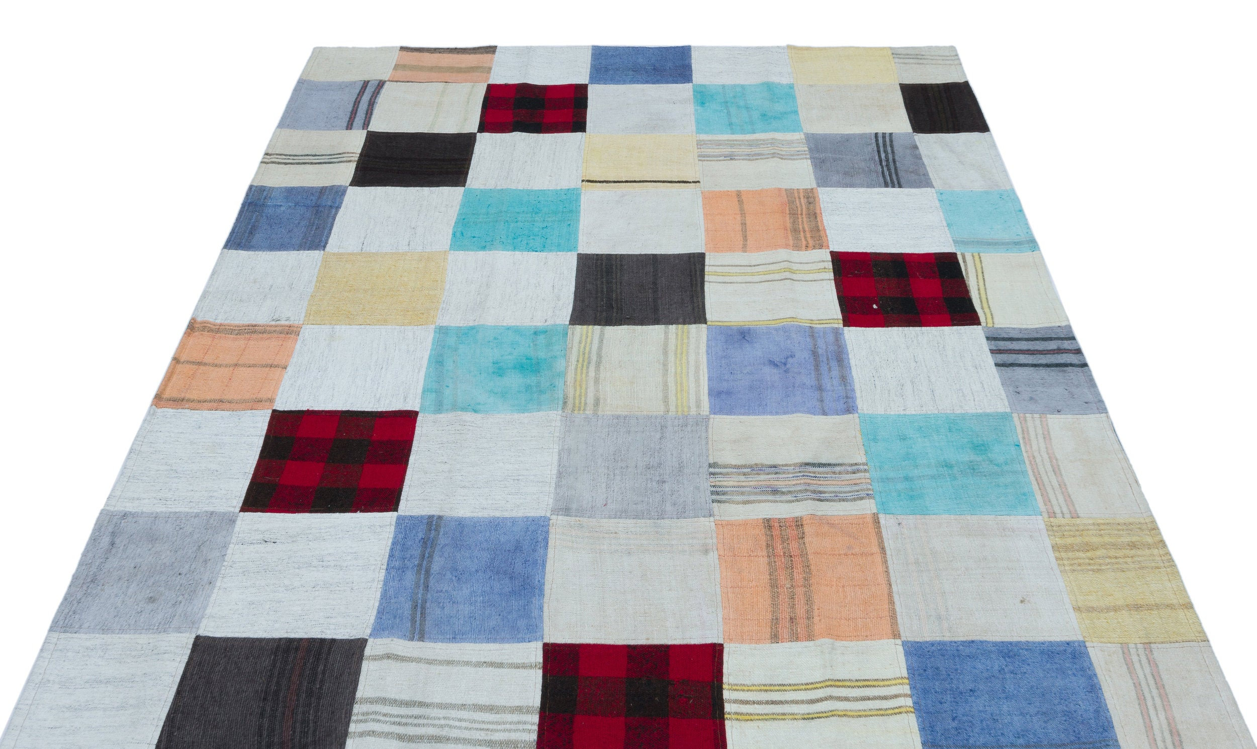 Lofy Grey Patchwork Wool Handmade Area Rug | Wayfair