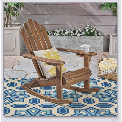 Chaise berçante d'extérieur Adirondack - Bois d'acacia, chaises berçantes longues, dossier à lattes, résistant aux intempéries, parfaite pour le porche et le patio