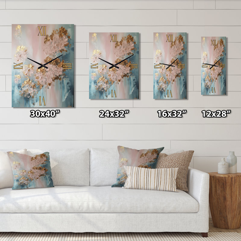 Horloge abstraite fleur d'hortensia rétro en fleurs I - Hydrangea, Petit