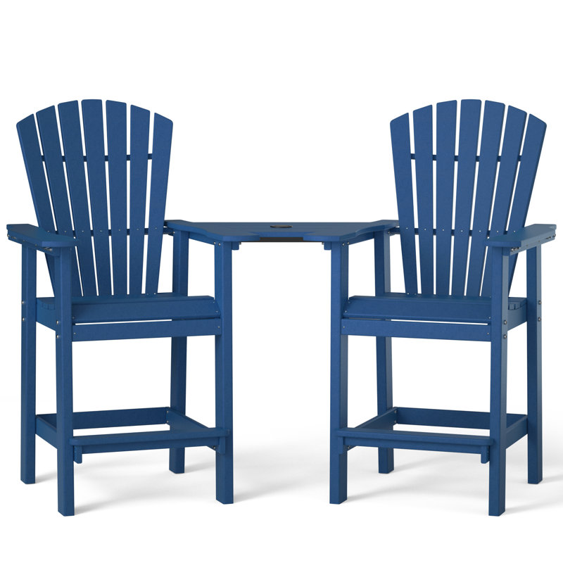 Vevey Patio Stools Adirondack Arm - Outdoor Bar Chairs HDPE