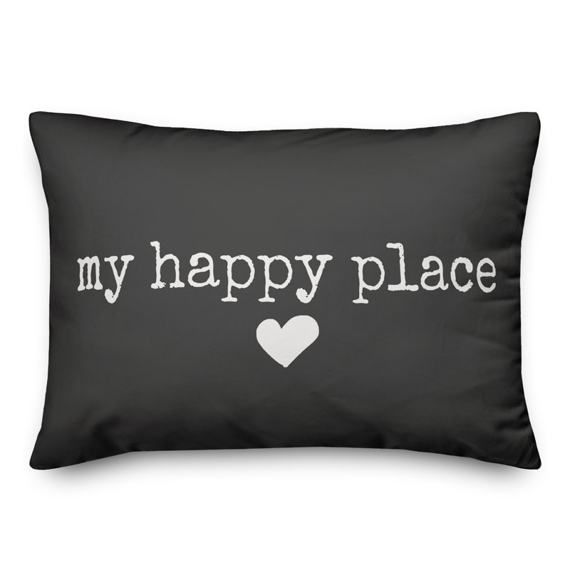  My Happy Place Outdoor Rectangular Pillow Cover & Insert, Charcoal