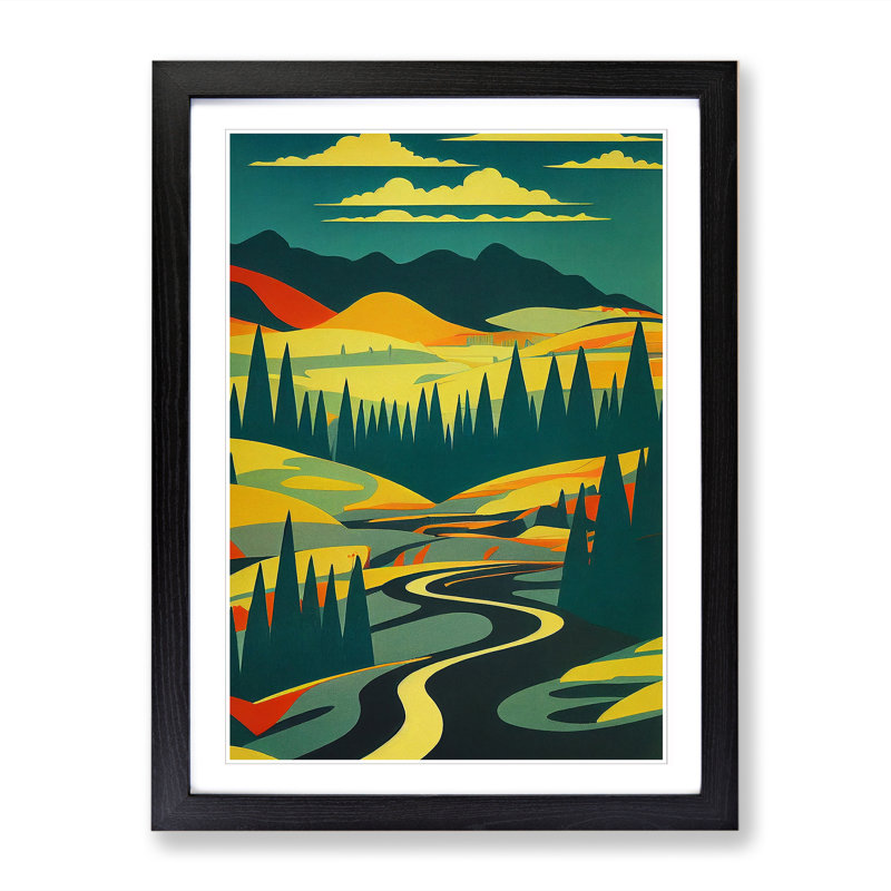 Spring Landscape Art Deco Vol.2 1 Piece Single Picture Frame Wall Art, 34cm H x 25cm W x 2cm D, Black