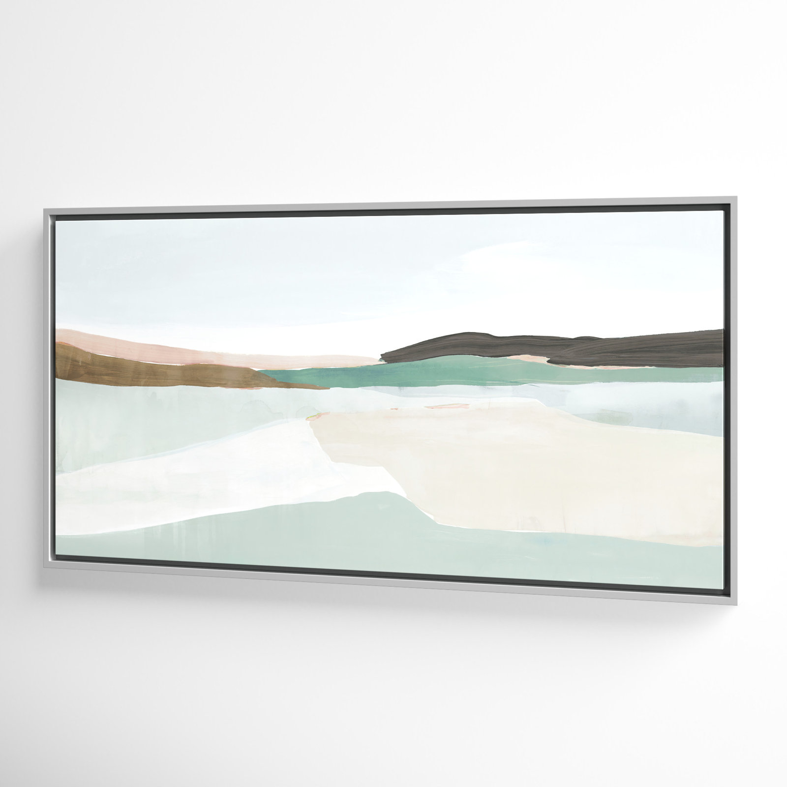Ali "Sole of the Land I" Painting, 21.5" H x 41.5" W, Silver
