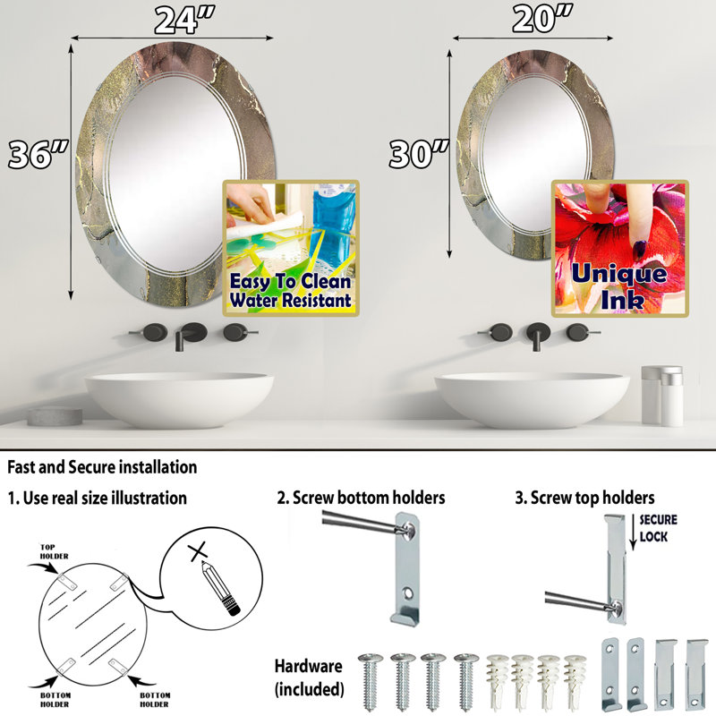 Miroir de salle de bain sans cadre, 30 po x 20 po